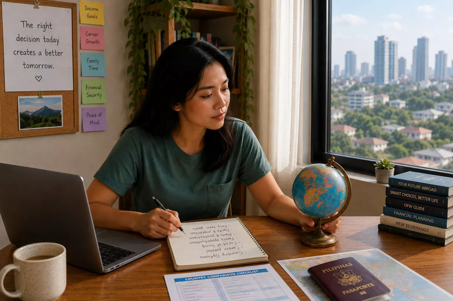 Filipino worker considering where to work abroad while reviewing country options