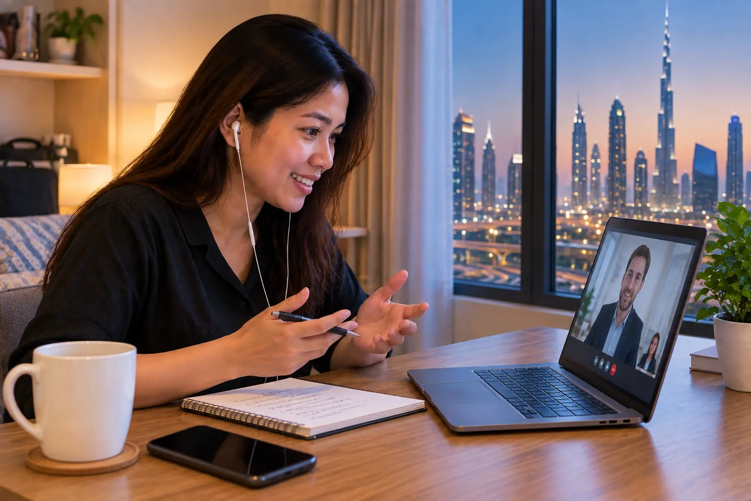 Filipino OFW in Dubai interviewing online for a job opportunity in Canada