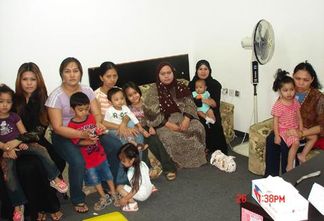 Filipino domestic workers who fled their employers in Kuwait.