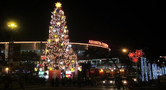 Giant Christmas tree beside Araneta Coliseum in Cuabao, Quezon City